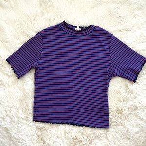 90’s Red, Blue, and Black Striped Crop Top ❤️💙🖤